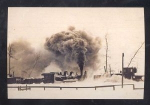 REAL PHOTO GRAWN MICHIGAN RAILROAD TRAIN SNOW PLOW WINTER 1913