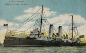 UK British Royal Navy HMS Apollo Cruiser  WWI Vintage Postcard