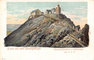 Poland Karkonosze Riesengebirge Schneekoppe Werrerwarte Mountain postcard C312