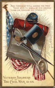 American Civil War Veteran Soldiers Satchel Canteen c1910 Vintage Postcard