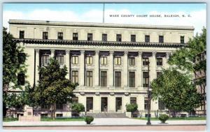 RALEIGH, North Carolina  NC   Wake County COURT HOUSE  c1940s Linen  Postcard