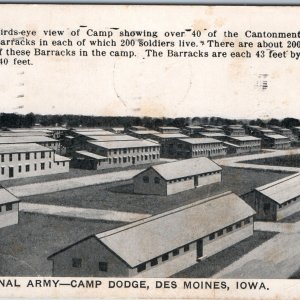 c1940s Des Moines, IA U.S Army Camp Dodge Fort Cantonment Barracks Postcard A201