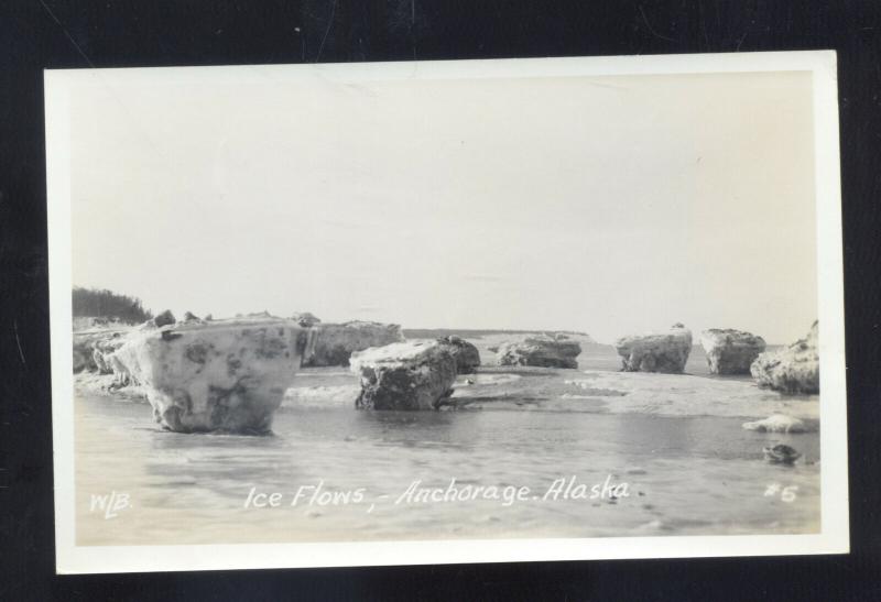 RPPC ANCHORAGE ALASKA ICE FLOWS VINTAGE REAL PHOTO POSTCARD