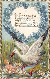 The stork brought us a baby girl 1913 Baby bottle PU 1913 