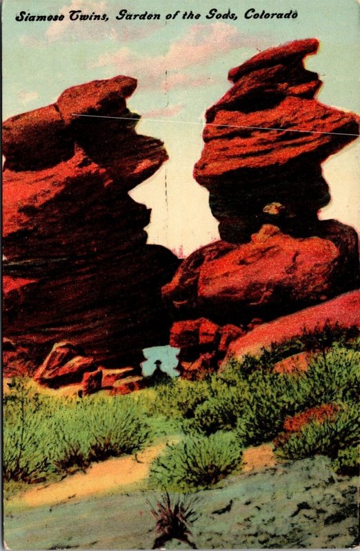 Vtg Colorado CO Siamese Twins Garden of the Gods 1910s Old View Postcard