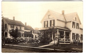 Real Photo, Two Houses, Flowering Bushes, Lawn Swing,  1904-1918