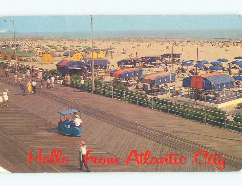 Pre-1980 COLORFUL SUN SHELTERS ON THE BEACH Atlantic City New Jersey NJ E8851