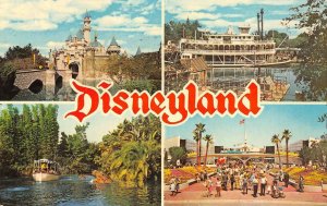 DISNEYLAND Multiview Castle, Jungle Cruise, Steamboat 1971 Vintage Postcard