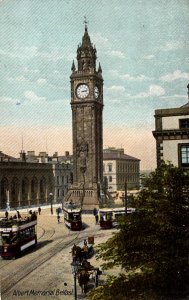 Belfast, Ireland - Trolley's in front of the Albert Memorial - c1908