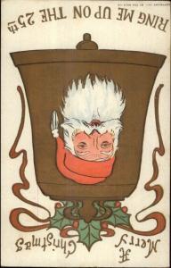 Christmas - Santa Claus Face on Bell - The Rose Co c1910 Postcard