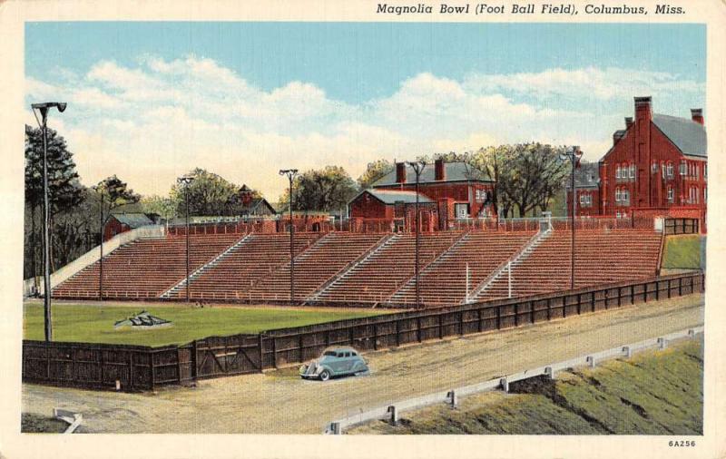 Columbus Mississippi Magnolia Bowl Foot Ball Field Antique Postcard K10848
