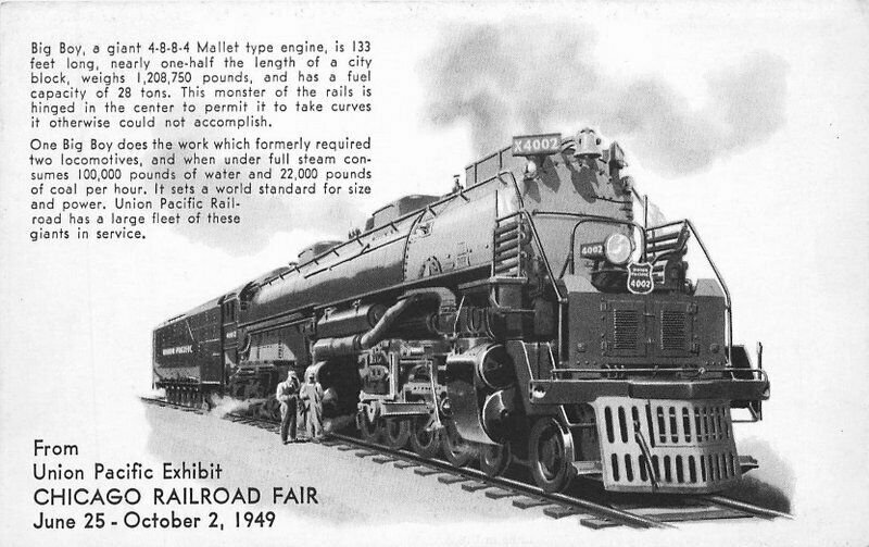 Illinois Chicago Union Pacific Exhibit Railroad Fair 1949 Postcard 22-1938