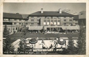 United States Idaho Sun Valley lodge and ice rink 1952 photo postcard