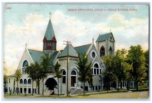 1907 Grace Episcopal Church Building Entrance View Cedar Rapids Iowa IA Postcard 