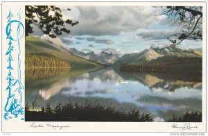 Lake Maligne, Glacier Clad Mountains, Alpine Meadows, Canadian Rockies, Canad...