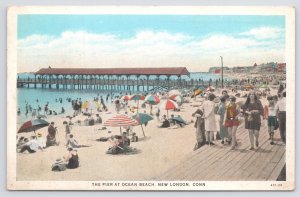 The Pier @ Ocean Beach~New London Connecticut~Crowded Shore~Coast~Bridge~PM 1931