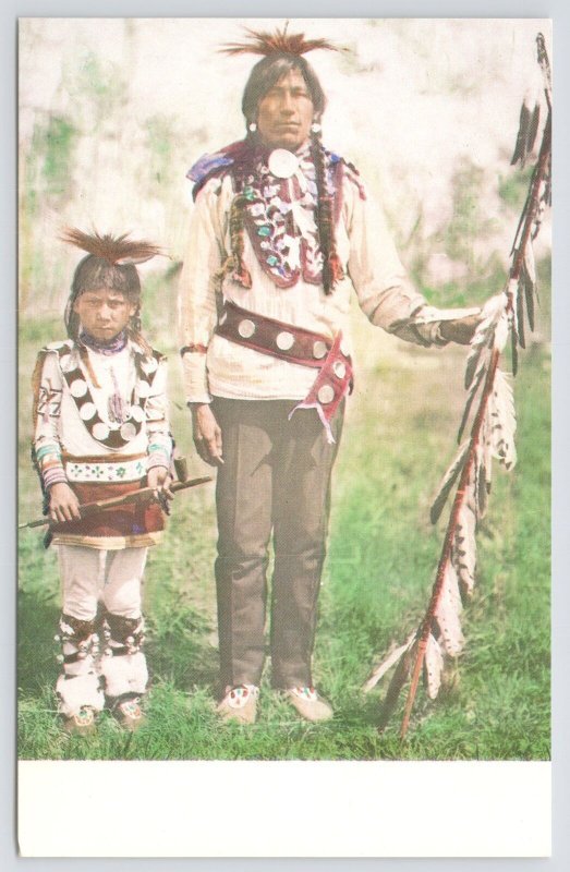 Native American~c1977~Father & Son Of Bungi Tribe~Manitoba Canada~Valor Stick~PC 