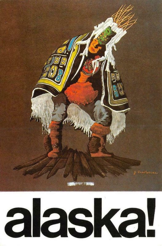 ALASKA! Chilkat Dancer of Alaska Native American Indian c1980s Postcard