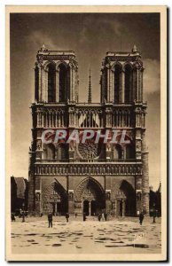 Old Postcard Notre Dame Paris and Place du Parvis
