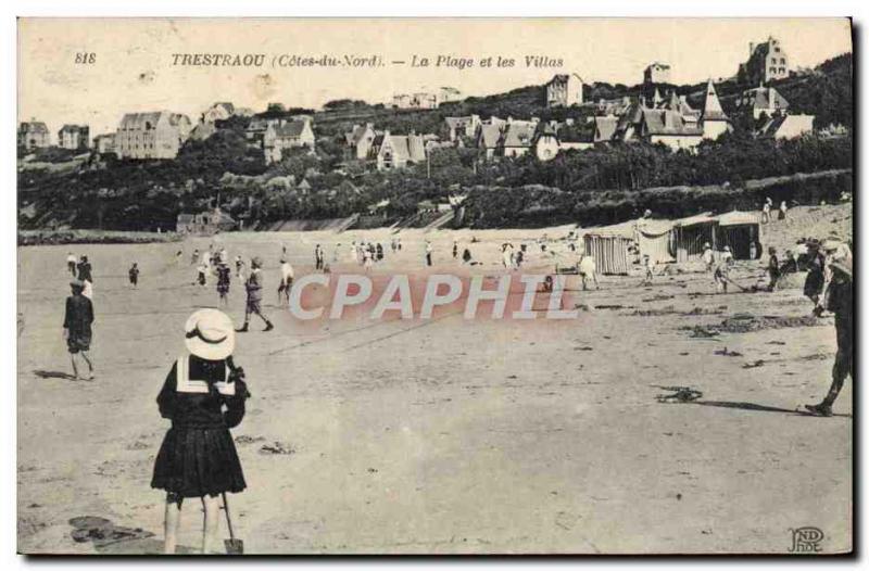 Old Postcard Trestraou The Beach And Villas