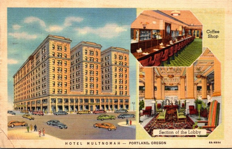 Oregon Portland Hotel Multnomah 1936 Curteich