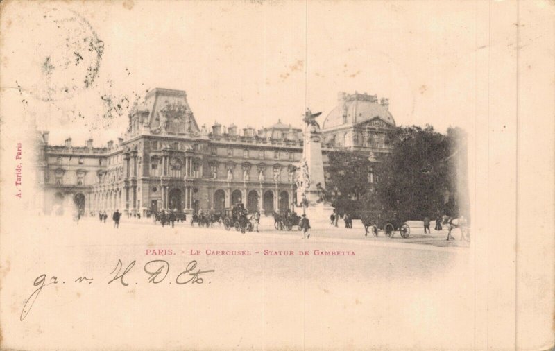 France Paris Le Carrousel Statue De Gambetta Vintage Postcard 04.76