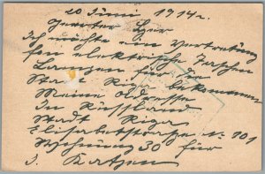 RUSSIAN IMPERIAL MAIL WWI ERA 1914 ANTIQUE POSTCARD w/ STAMPS