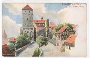 Heidenturm Tower Nurnberg Germany Art Artist Signed Franz Schmidt 1910c postcard