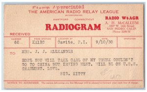 1930 American Radio Relay League No. 62 Cavite Philippines Air Mail Postal Card