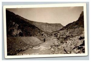 Vintage 1930's RPPC Postcard River Landscape Wind River Canyon Wyoming