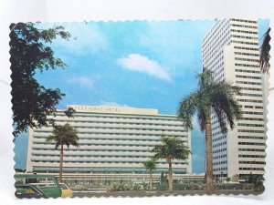 The President Hotel and Nusantara Building Jakarta Indonesia Vtg Postcard 1971