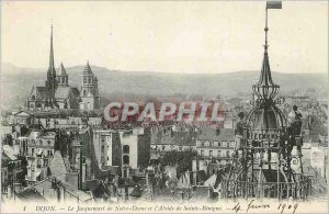 Old Postcard Dijon The jacquemart Notre Dame and the apse of St. Benigne