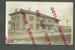 Estherville IOWA RPPC 1913 DEPOT Train Station R.I. R.R. Rock Island Railroad