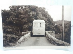 Old Bus Driving Across New Bridge Dartmoor Vintage Postcard Grey Cars Dartmeet
