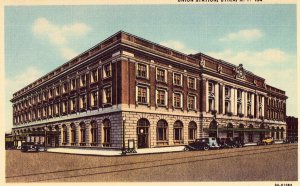 Union Station - Utica, New York Linen Postcard