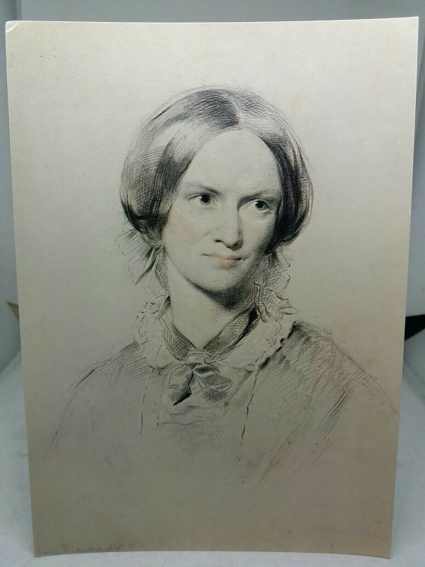 Vintage Portrait Postcard Charlotte Bronte 1816-55 drawing by G Richmond 1850