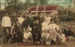 indonesia, CELEBES BONI, Native Leader with his Staff (1912) Postcard