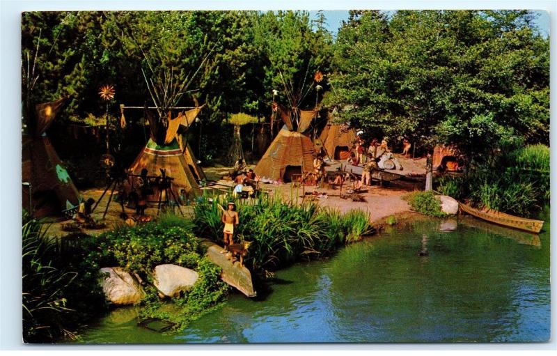 Disneyland Postcard C-8 Peaceful Indian Village Frontierland Rivers America D53