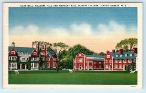 GENEVA, NY ~ Coxe Hall HOBART COLLEGE Williams & Medberry Hall c1940s  Postcard