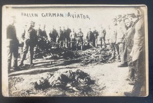 Mint England Real Picture Postcard RPPC Fallen German Aviator WWI