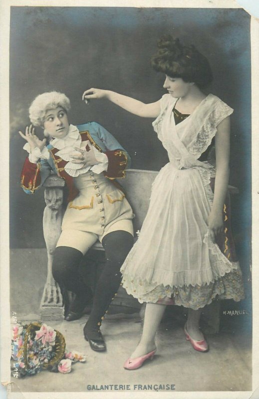 French galantry H. Manuel photo postcard glamour women costumes
