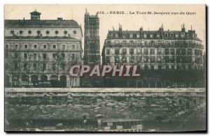 Paris - 4 - The Tour Saint Jacques Quai view - Old Postcard