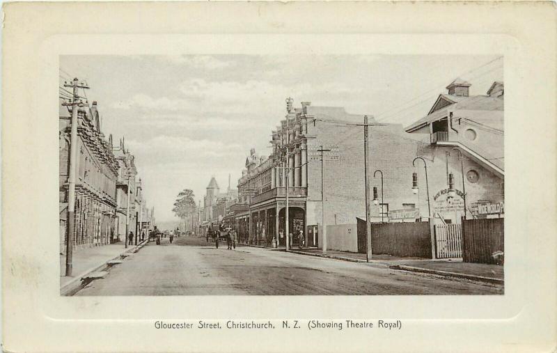 Vintage Postcard Gloucester Street Scene, Christchurch NZ Theatre Royal unposted