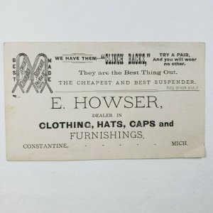 Washington Monument Clinch Back Suspenders E Howser Constantine MI Trade Card