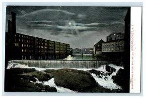 Blackstone River Falls Moonlight Waterfall Woonsocket Rhode Island RI Postcard 