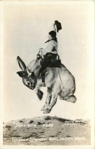 1940s Garden City Kansas Conard Rabbit Exaggeration  RPPC Postcard 25-11628
