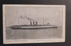 1909 Ship Postcard Cover From Victoria BC to Harris MO S.S. Princess Charlotte