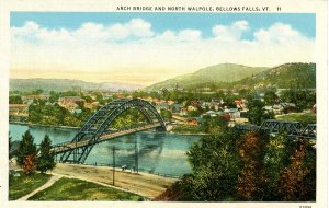 VT - Bellows Falls. Arch Suspension Bridge and North Walpole, NH