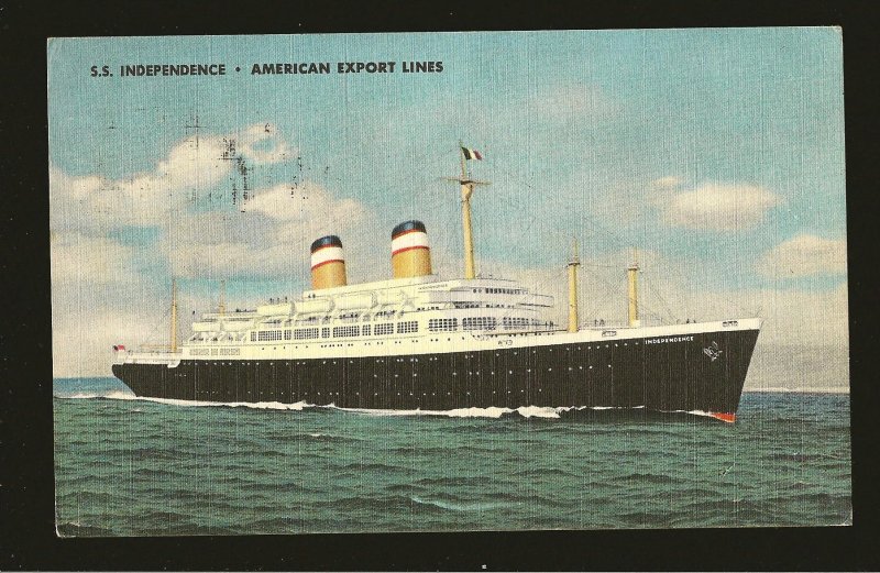 SS Independence America Export Line Linen Postcard Posted in Spain