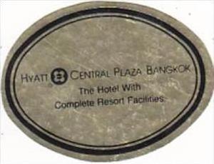 THAILAND BANGKOK HYATT CENTRAL PLAZA HOTEL VINTAGE LUGGAGE LABEL